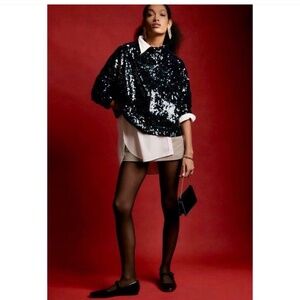 Pilcro Alani Mock Turtleneck Navy Blue From Anthropologie